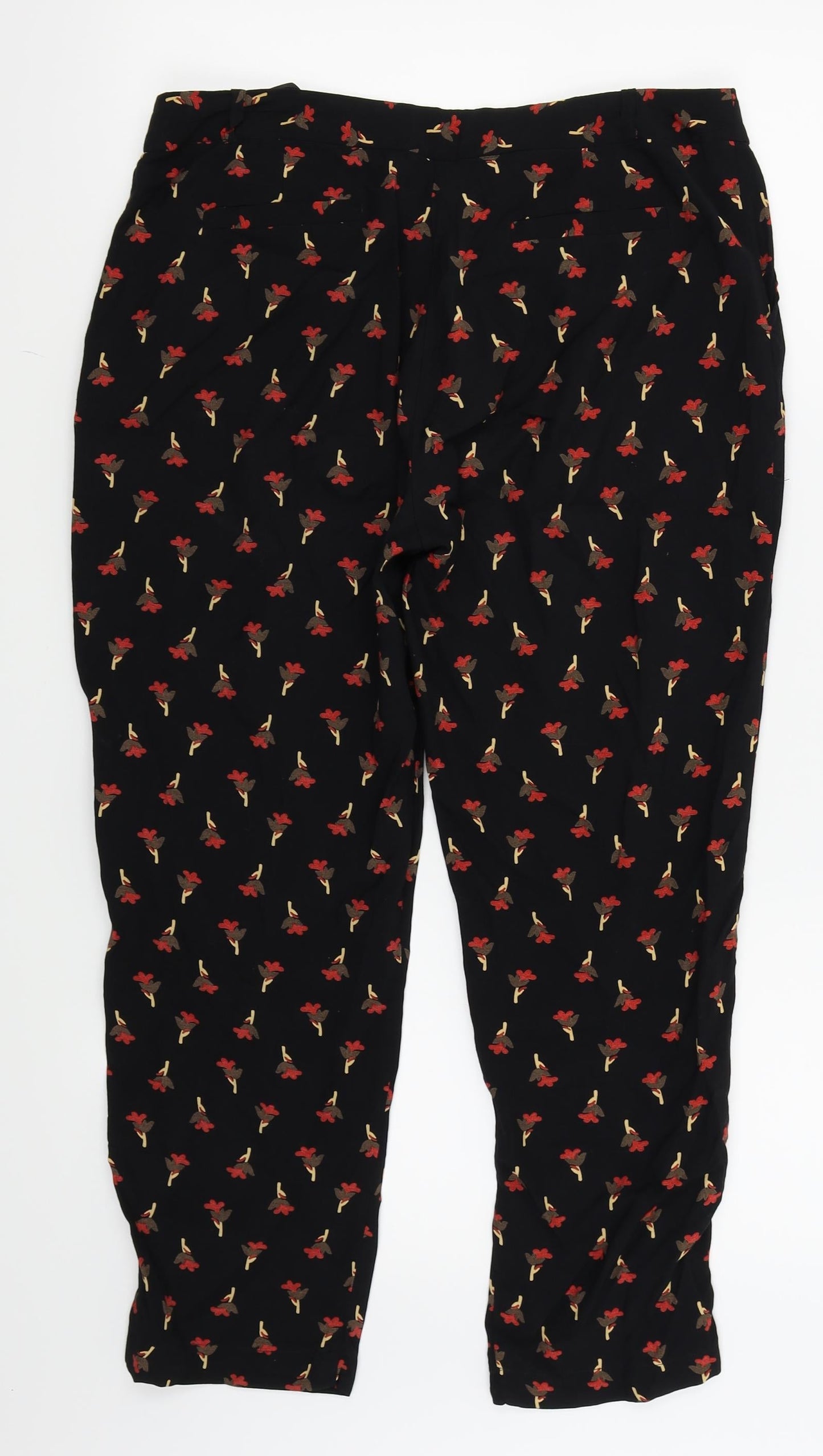 REDHERRING Womens Black Floral  Trousers  Size 12 L23 in