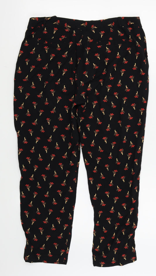 REDHERRING Womens Black Floral  Trousers  Size 12 L23 in