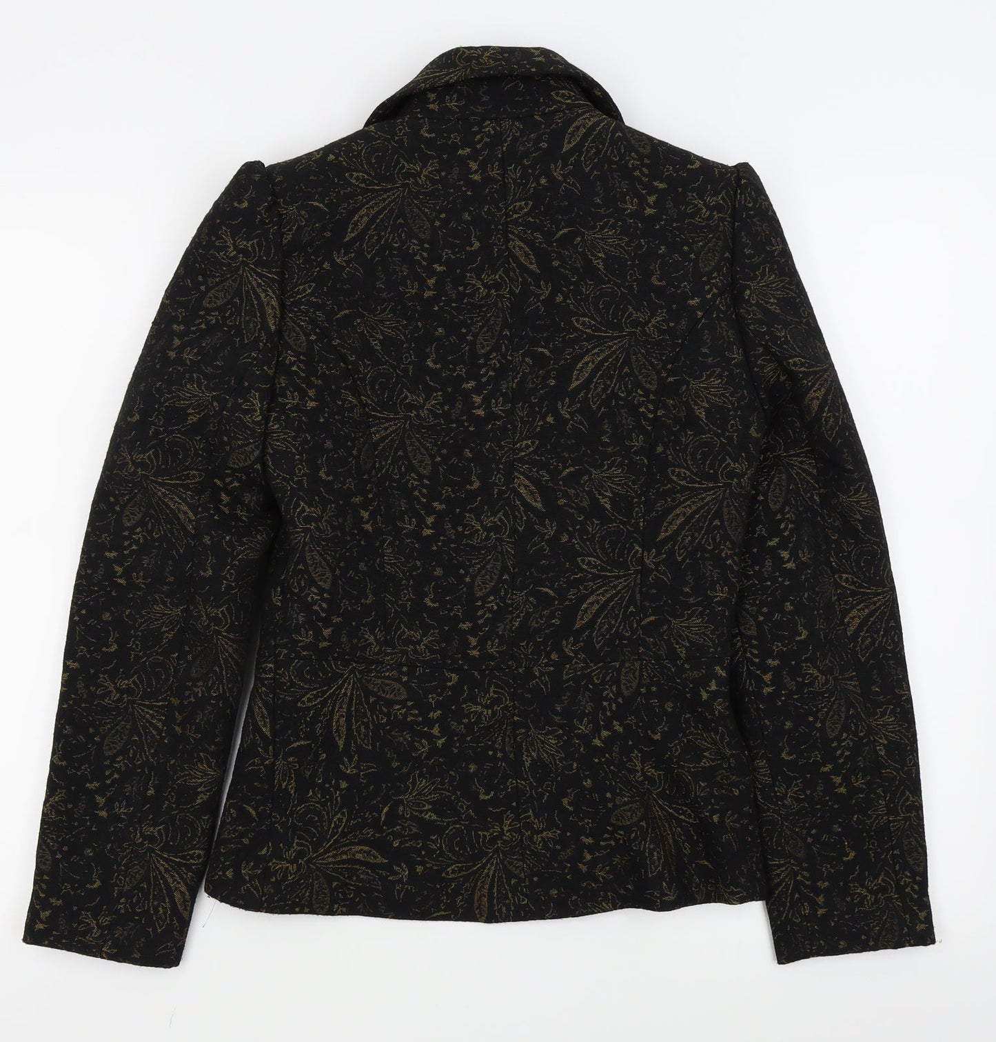 fae brains Womens Black Floral  Jacket Blazer Size 8