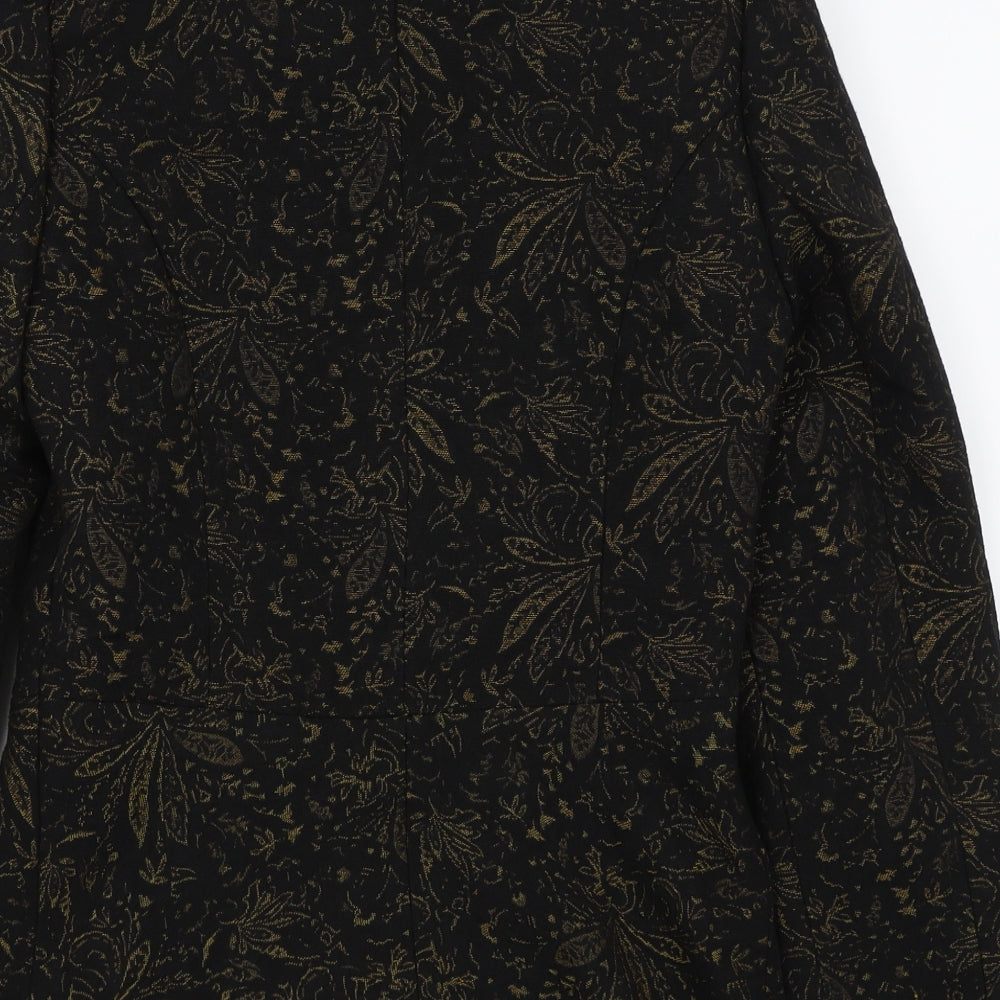fae brains Womens Black Floral  Jacket Blazer Size 8