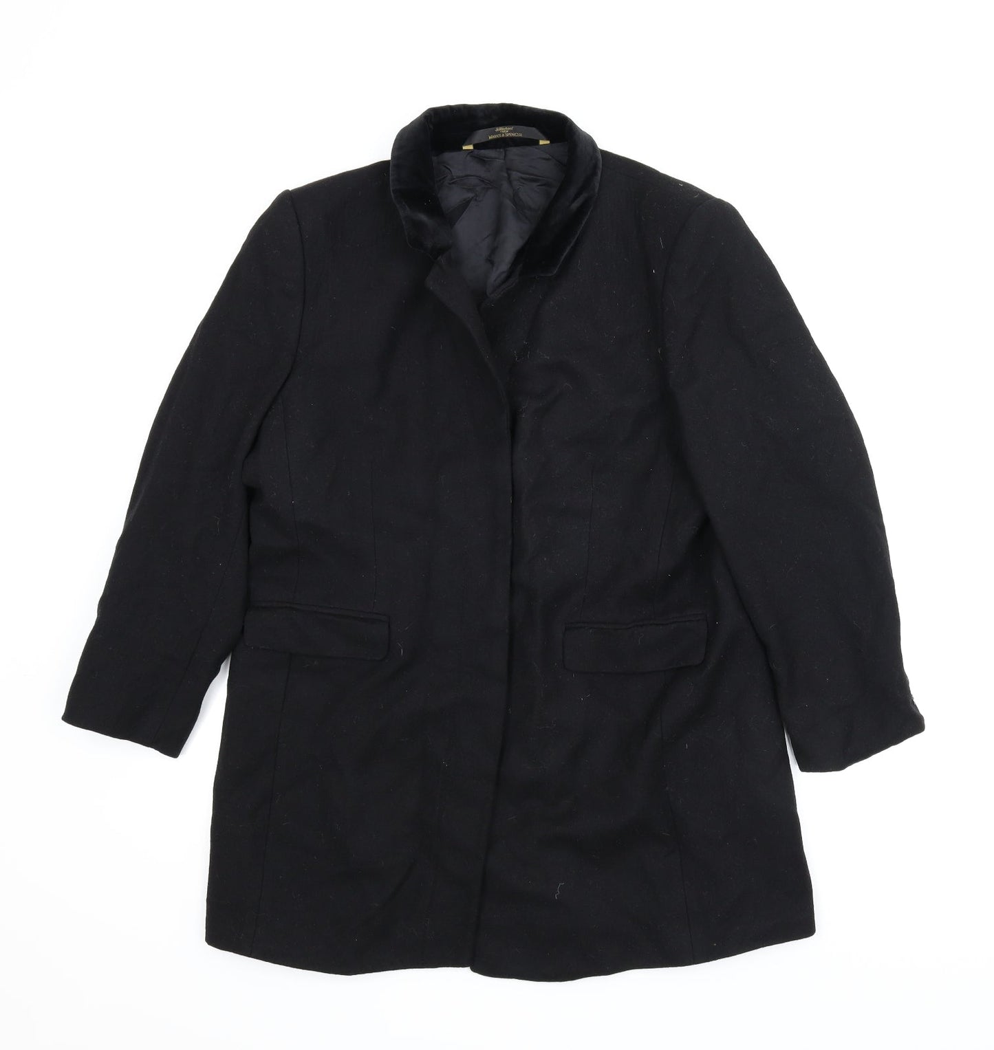 M&S Womens Black   Pea Coat Coat Size 16