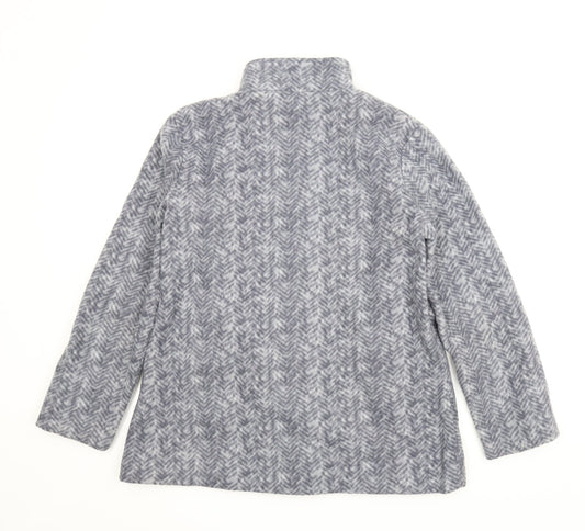 Anne De Lancay Womens Grey Herringbone Fleece Jacket  Size S