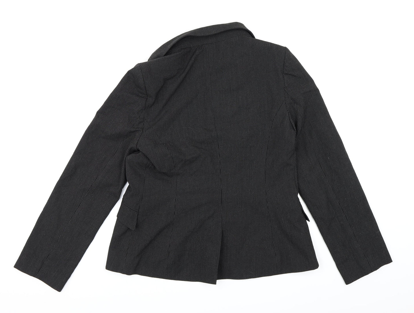 Rocha John Rocha Womens Black Striped Rayon Jacket Blazer Size 14