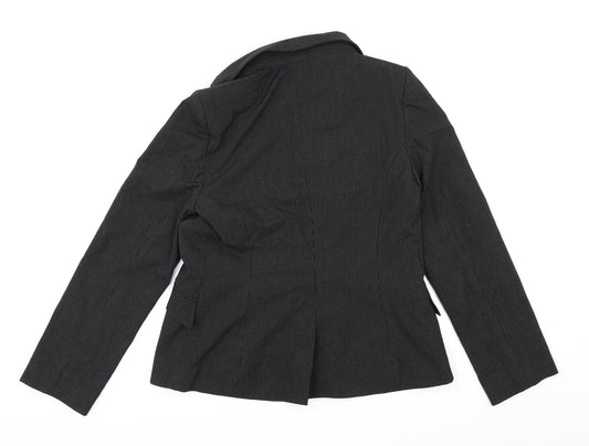 Rocha John Rocha Womens Black Striped Rayon Jacket Blazer Size 14