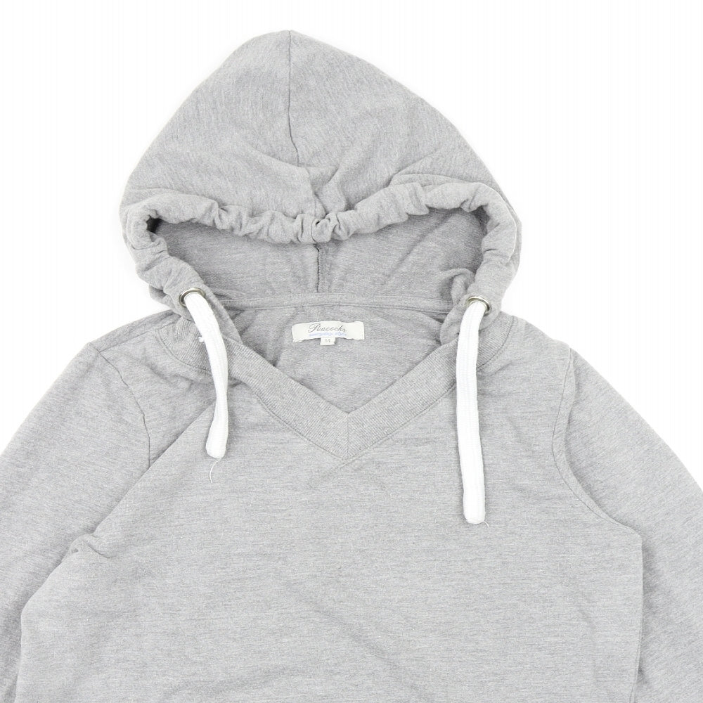 Peacocks Womens Grey  Jersey Pullover Hoodie Size 14