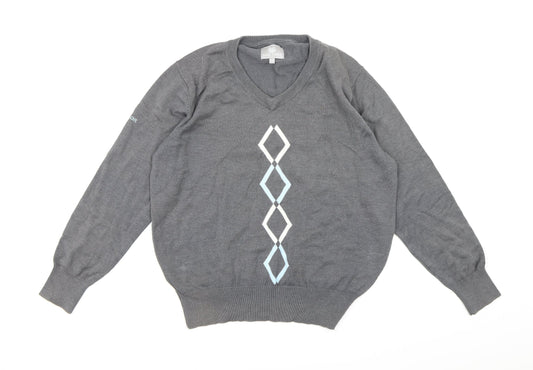 Palm Grove Womens Grey Check Knit Pullover Jumper Size 14