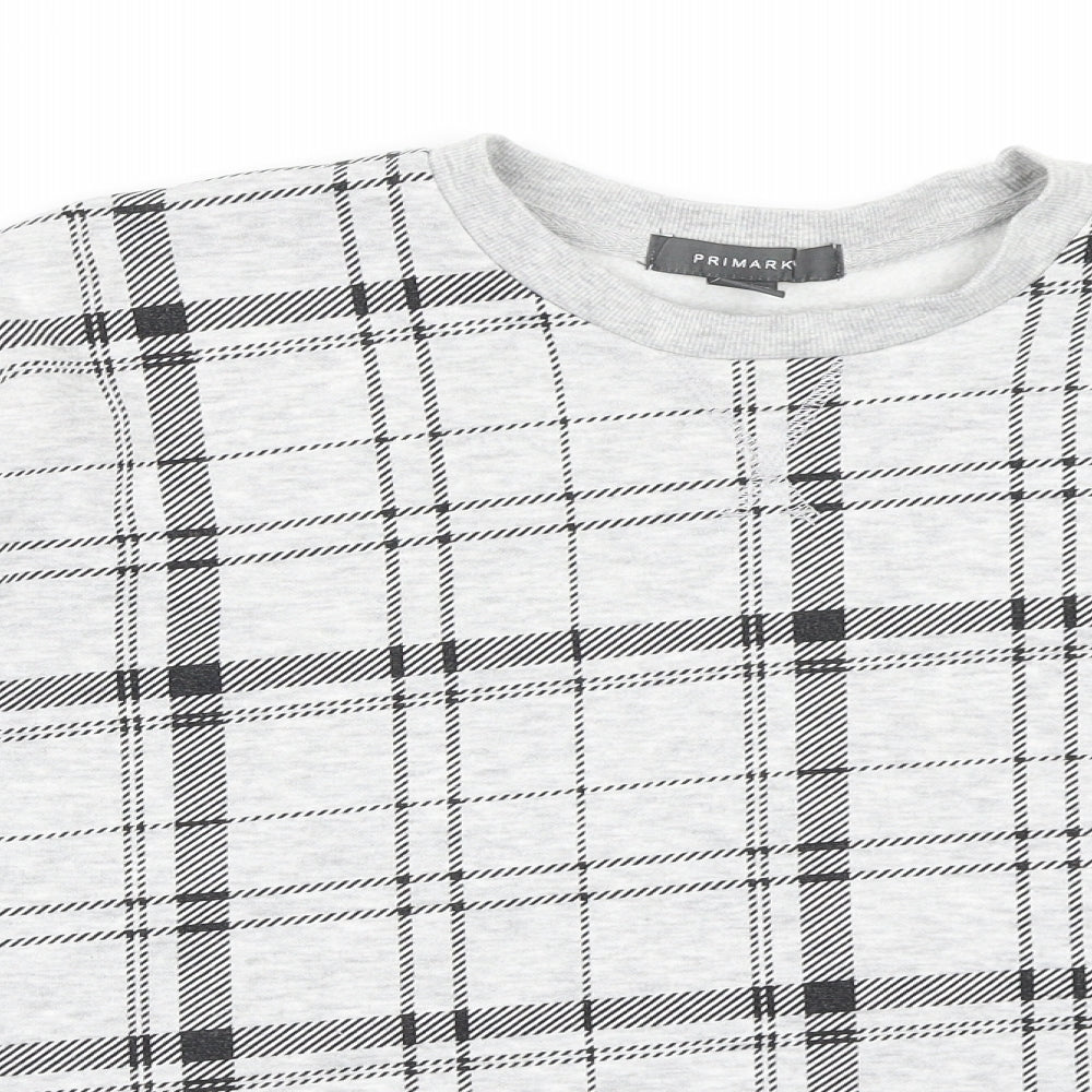 Primark Womens Grey Check Jersey Pullover Sweatshirt Size 6