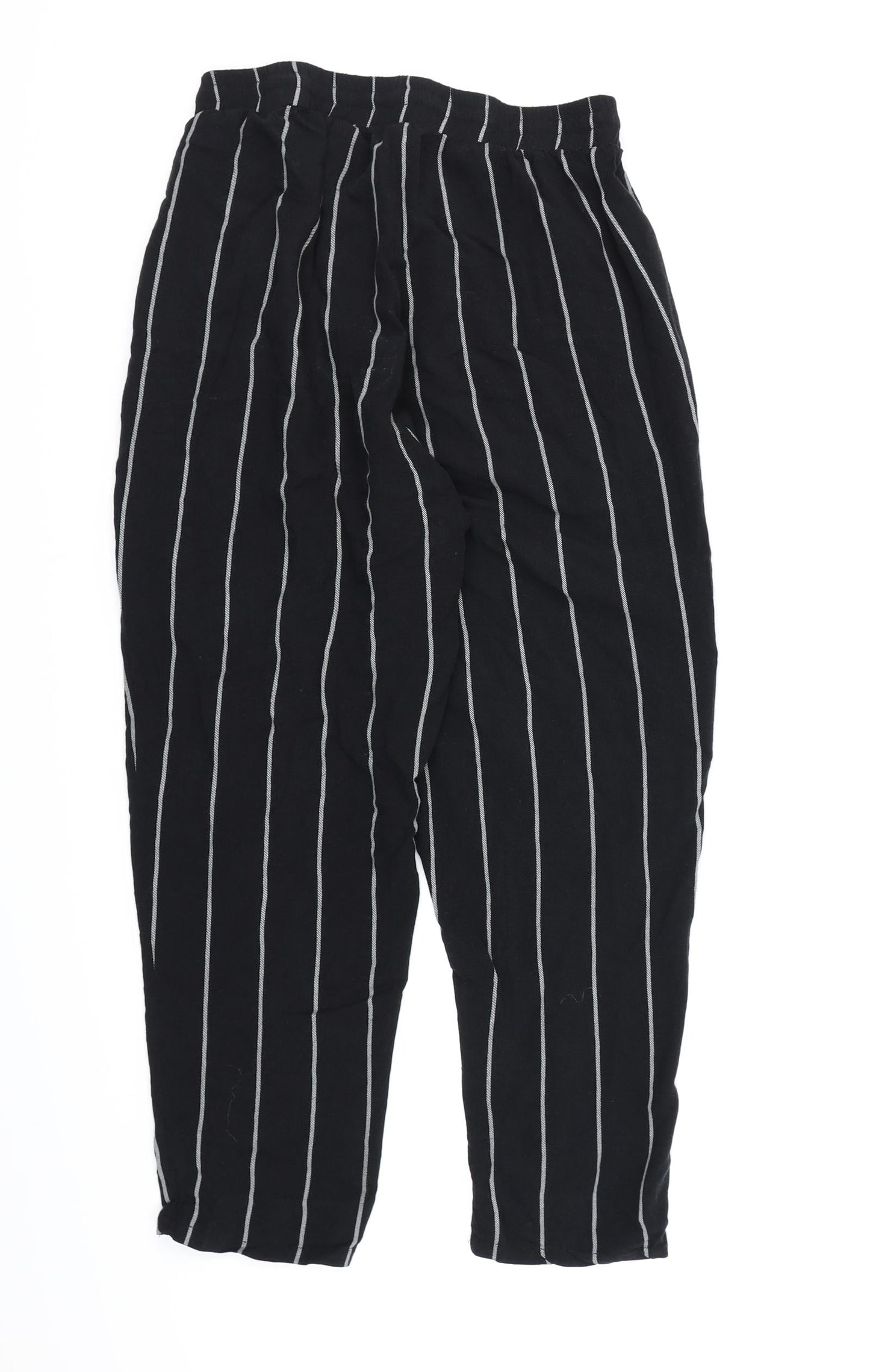 PRETTYLITTLETHING Womens Black Striped  Harem Trousers Size 10 L21 in
