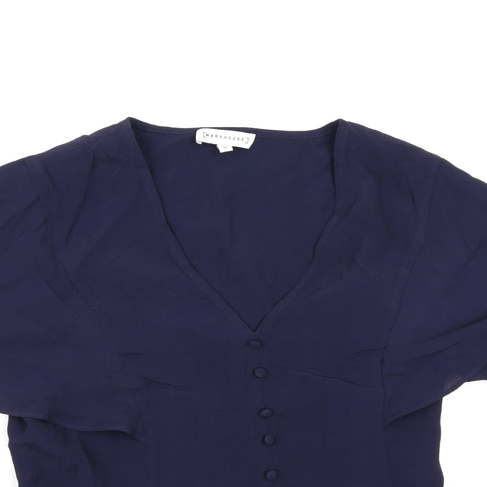 Warehouse Womens Blue  Chiffon Basic Blouse Size 10