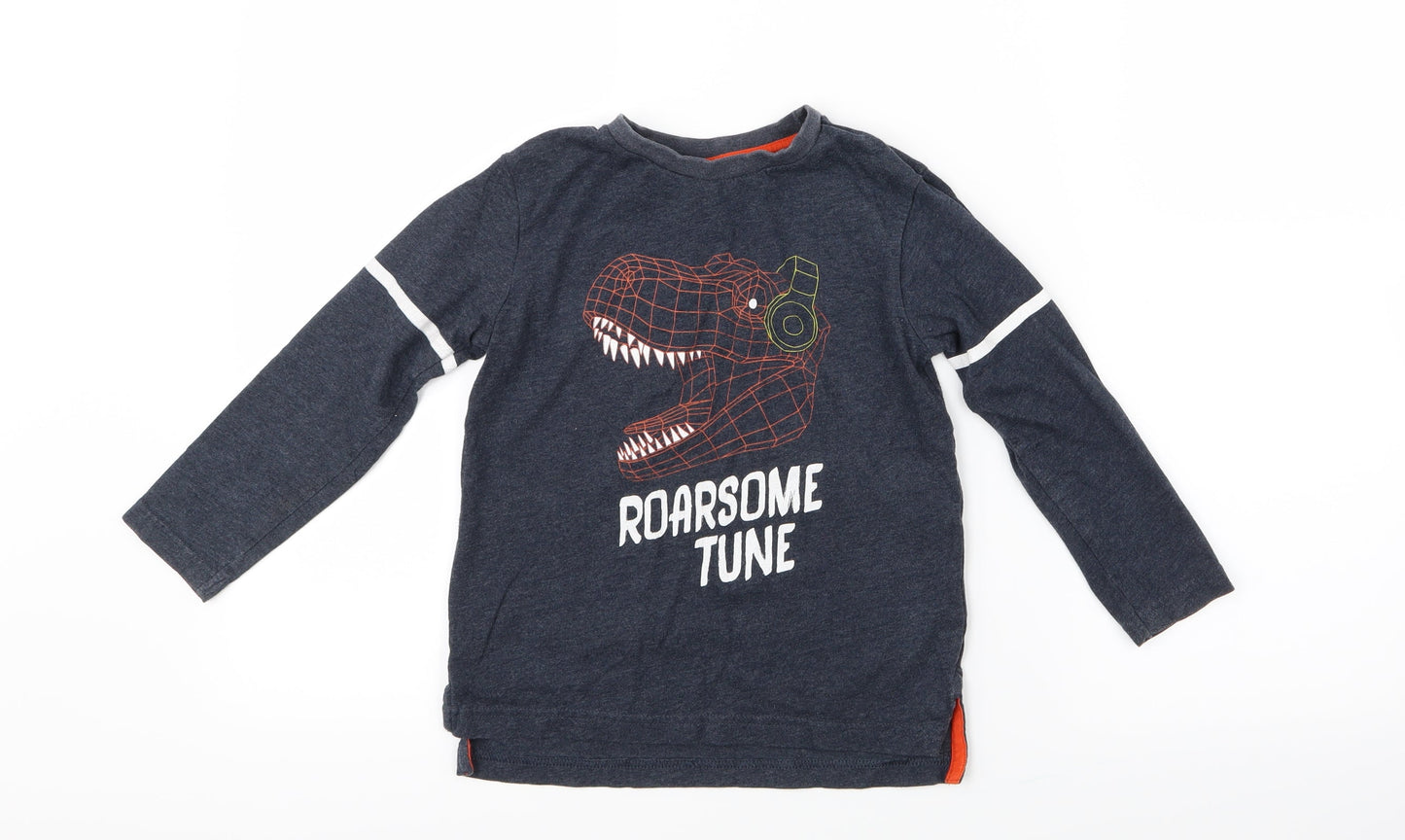 Very  Boys Blue   Basic T-Shirt Size 5-6 Years  - Dinosaur