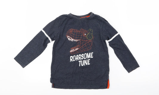 Very  Boys Blue   Basic T-Shirt Size 5-6 Years  - Dinosaur