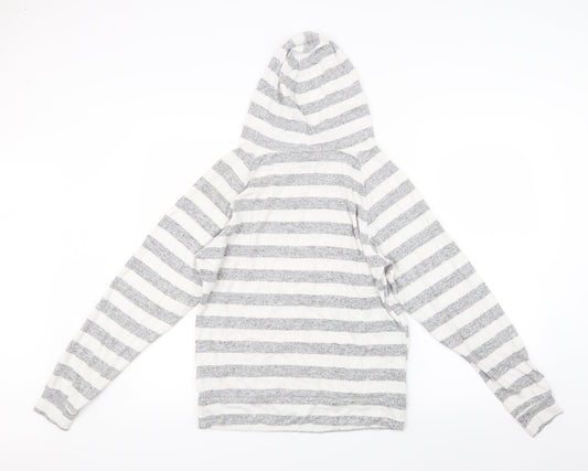 Love to Lounge Womens Grey Striped  Pullover Hoodie Size 4