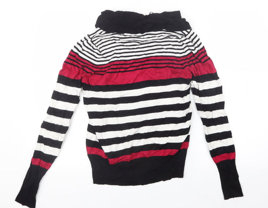 Marks and Spencer Womens Black Striped Knit Pullover Jumper Size 12