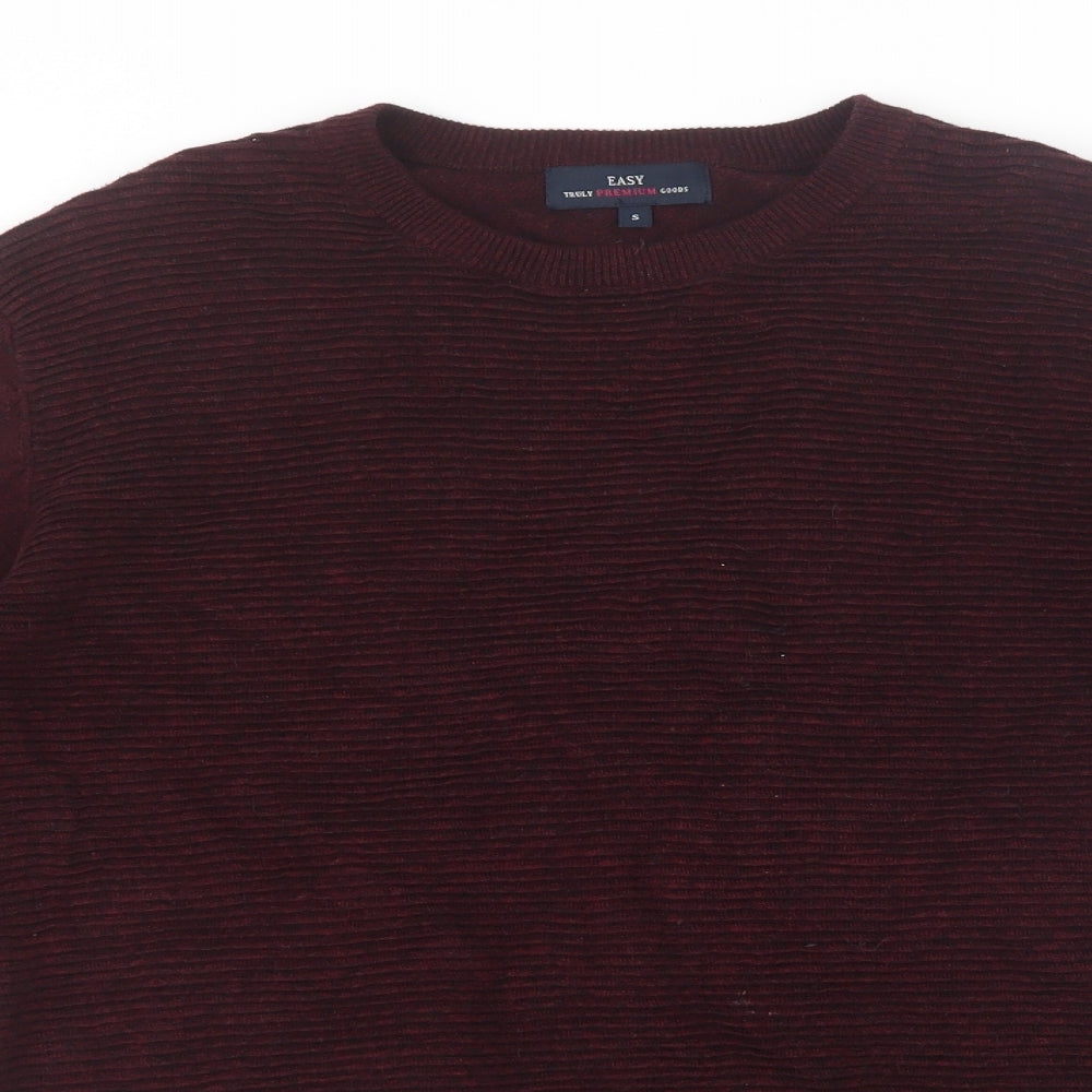 Easy Mens Purple  Knit Pullover Jumper Size S
