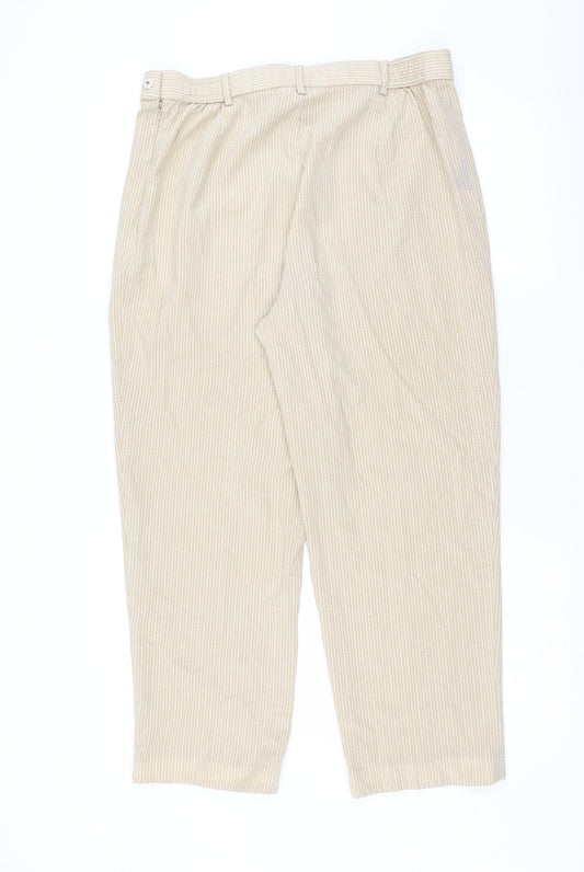 Marks and Spencer Womens Beige Striped  Trousers  Size 18 L27 in