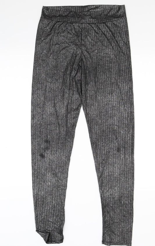 PRETTYLITTLETHING Womens Silver   Jogger Leggings Size 12 L28 in