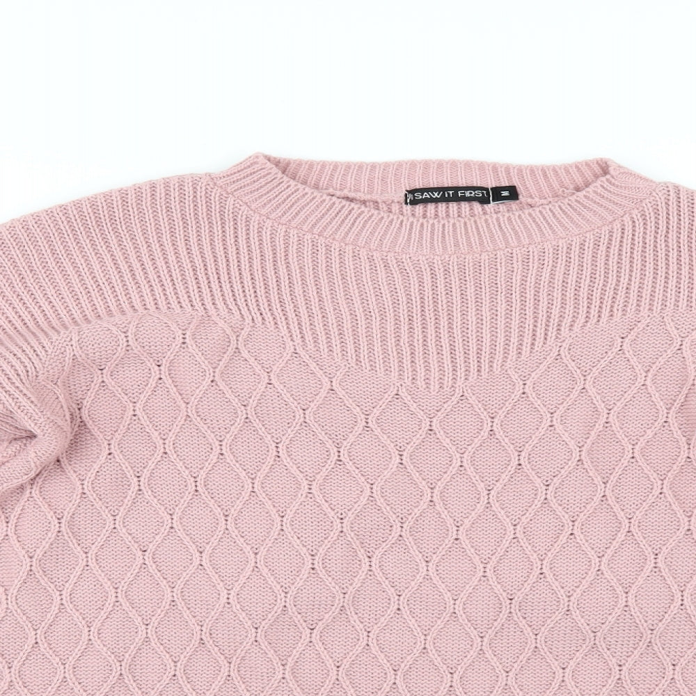 I SAW IT FIRST Womens Pink   Pullover Jumper Size M  - side slit
