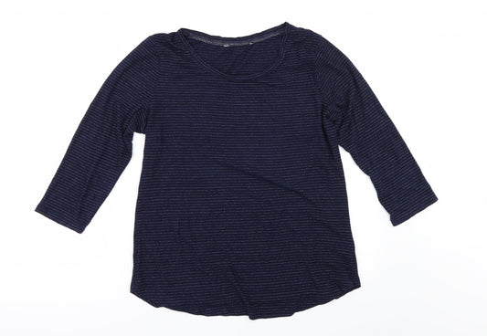 Preworn Womens Blue Striped  Basic T-Shirt Size 12