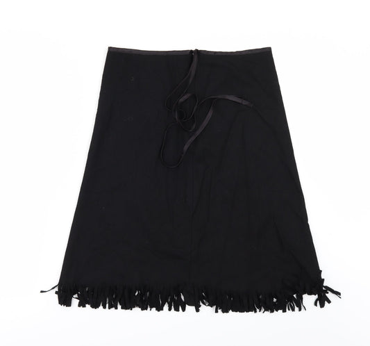 japonica Womens Black   A-Line Skirt Size 12  - fringed