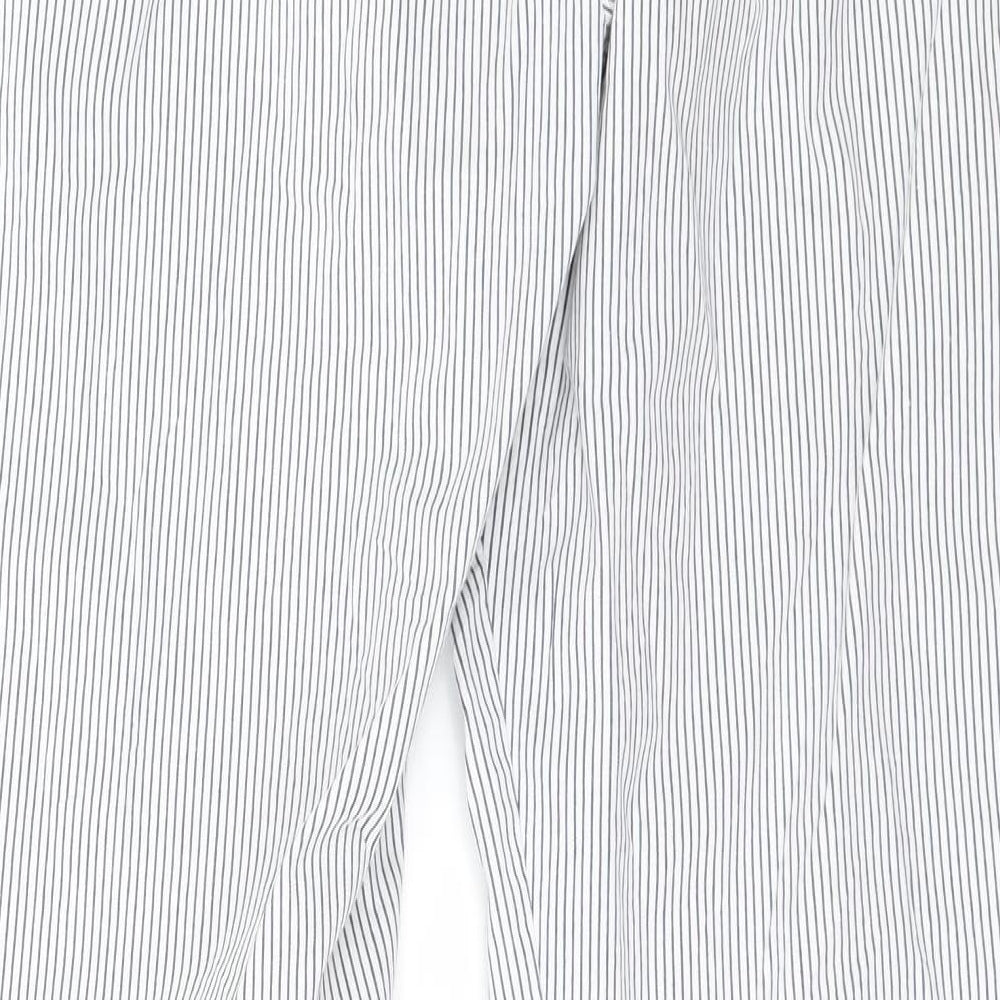 Marks and Spencer Womens White Striped  Trousers  Size 14 L28 in