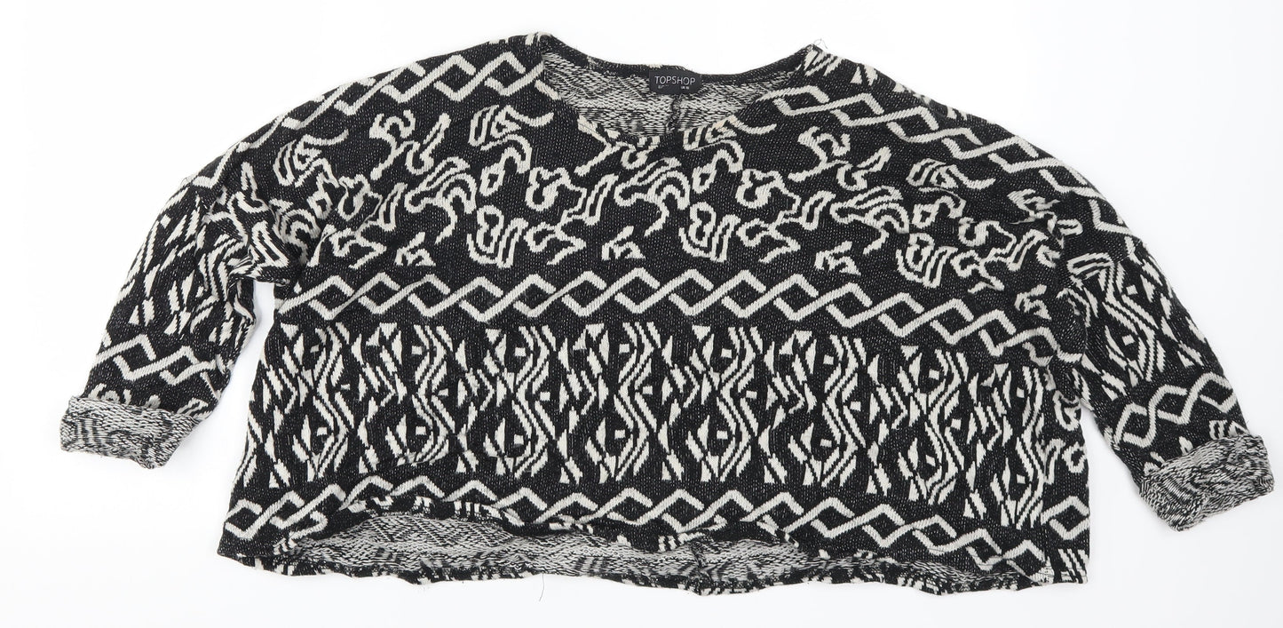 Topshop Womens Black Geometric  Pullover Jumper Size 10