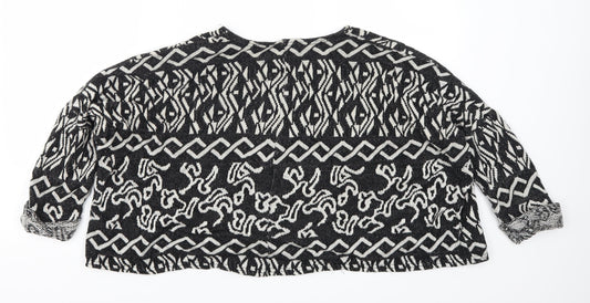 Topshop Womens Black Geometric  Pullover Jumper Size 10