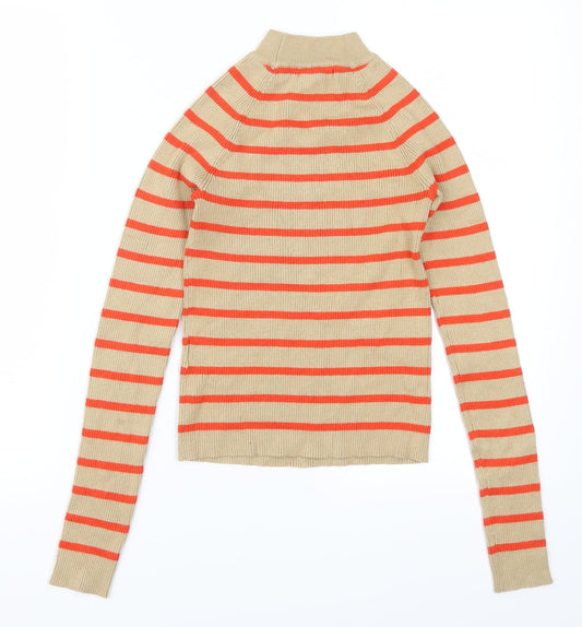 Bikbok Womens Beige Striped  Pullover Jumper Size S  - Red Stripes