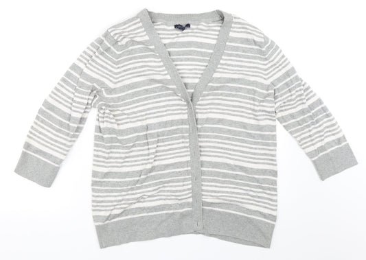 Gap Womens Grey Striped  Cardigan Jumper Size XL