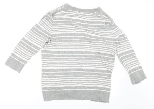Gap Womens Grey Striped  Cardigan Jumper Size XL