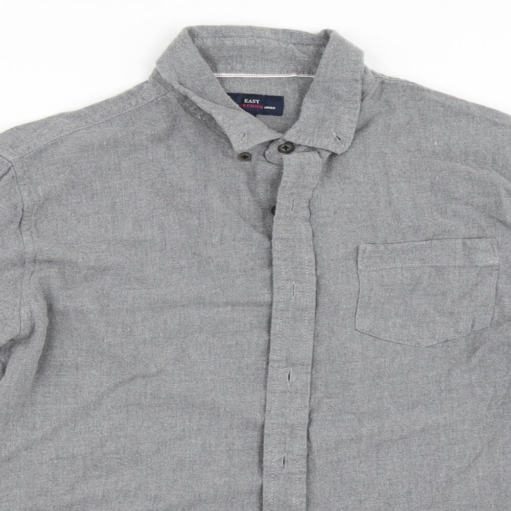 Easy Mens Grey    Button-Up Size M