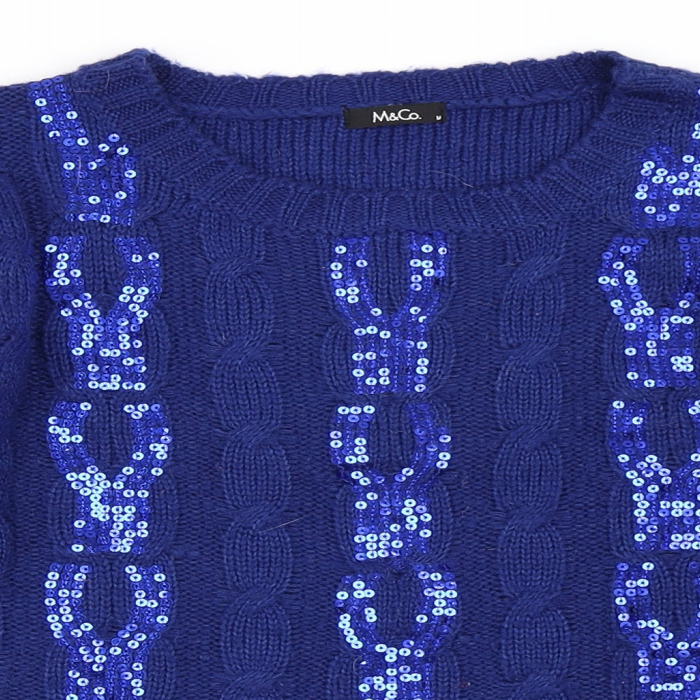 M&Co Womens Blue   Pullover Jumper Size M