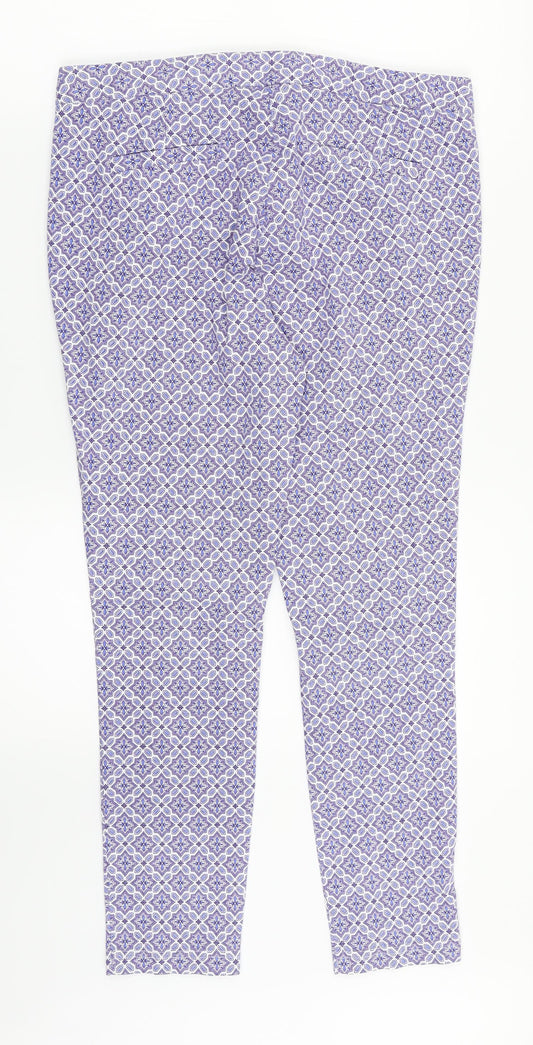 Dorothy Perkins Womens Blue Geometric  Trousers  Size 12 L24 in