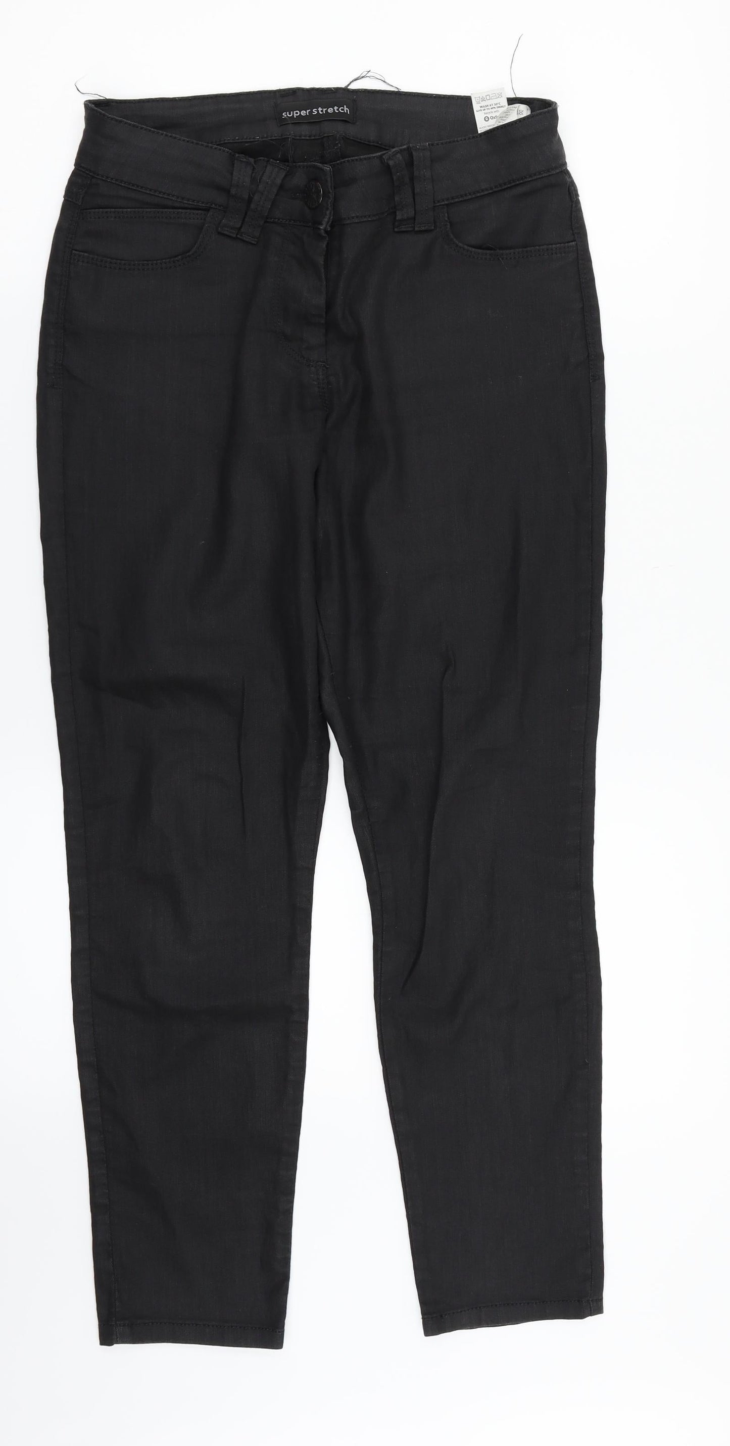 M&S Womens Black  Denim Straight Jeans Size 10 L27 in