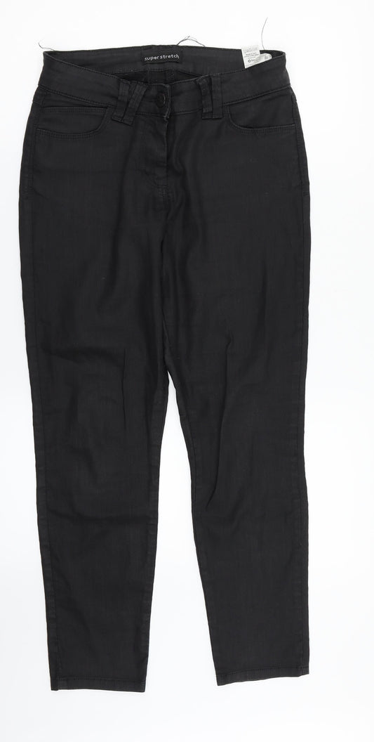 M&S Womens Black  Denim Straight Jeans Size 10 L27 in