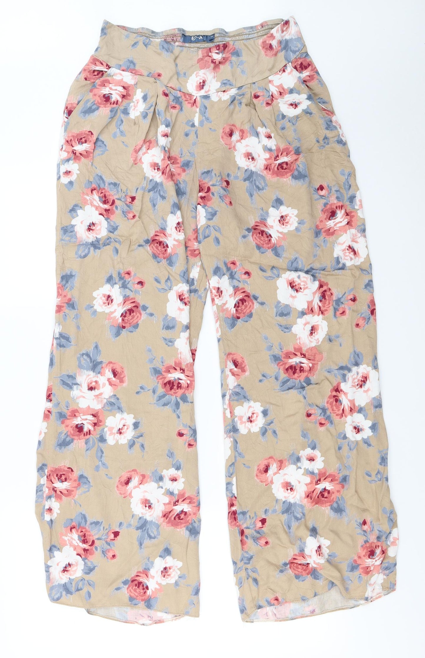 evie Womens Brown Floral  Trousers  Size 14 L27 in