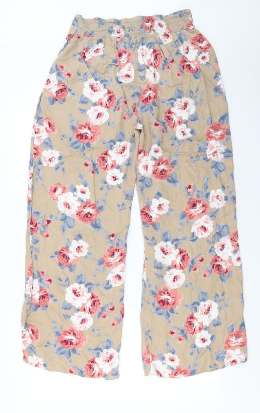 evie Womens Brown Floral  Trousers  Size 14 L27 in