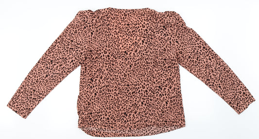 JustFab  Womens Pink Animal Print  Basic Blouse Size XL