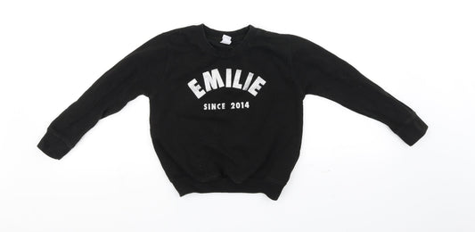 emilie Girls Black   Pullover Jumper Size 5-6 Years