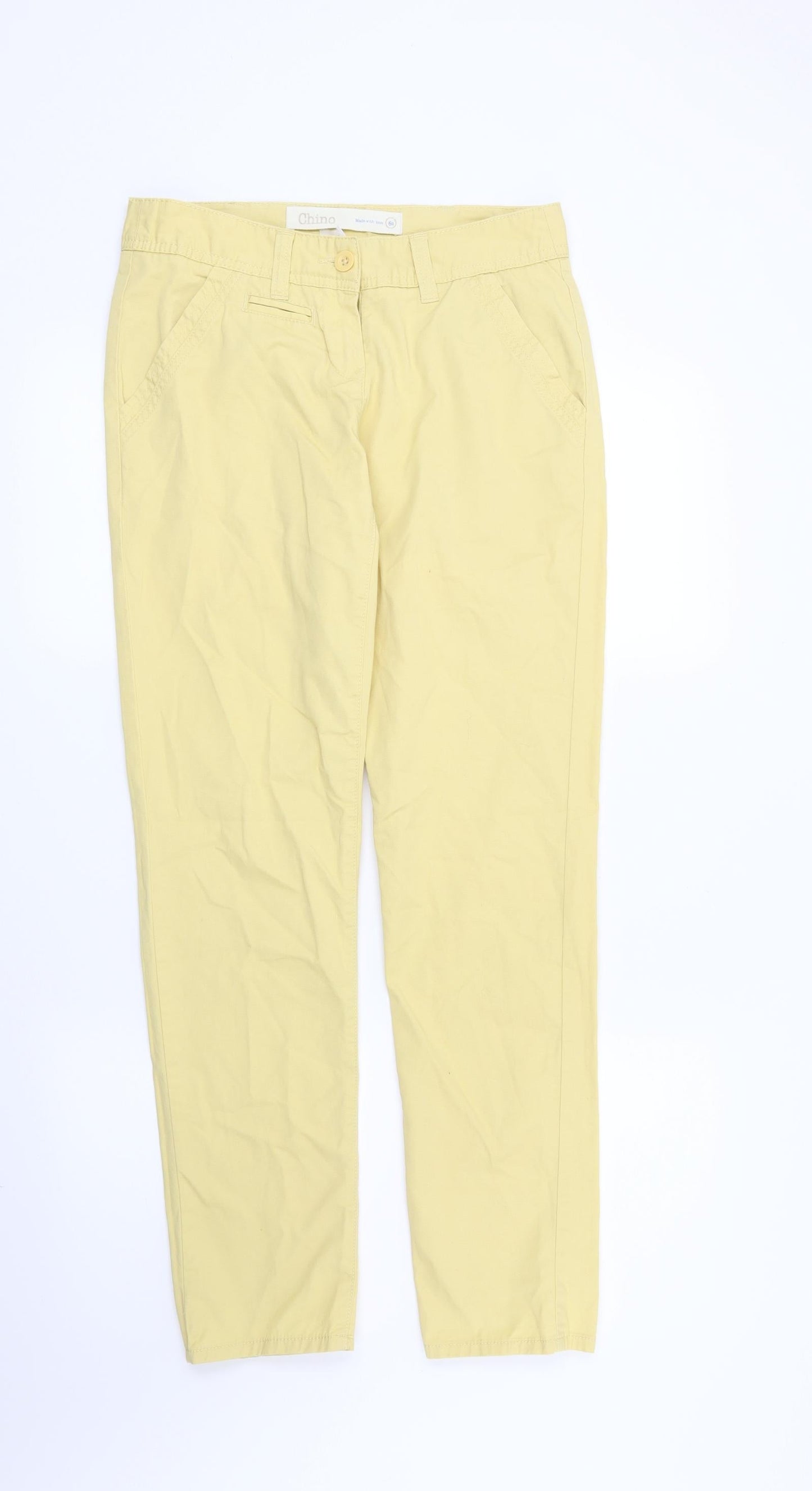 NEXT Womens Yellow   Chino Trousers Size 6 L29 in