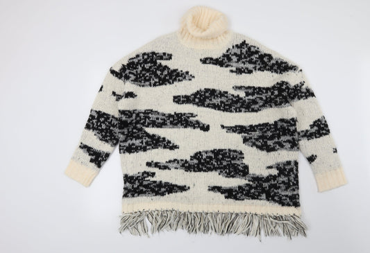 New Look Womens Beige Animal Print  Pullover Jumper Size M