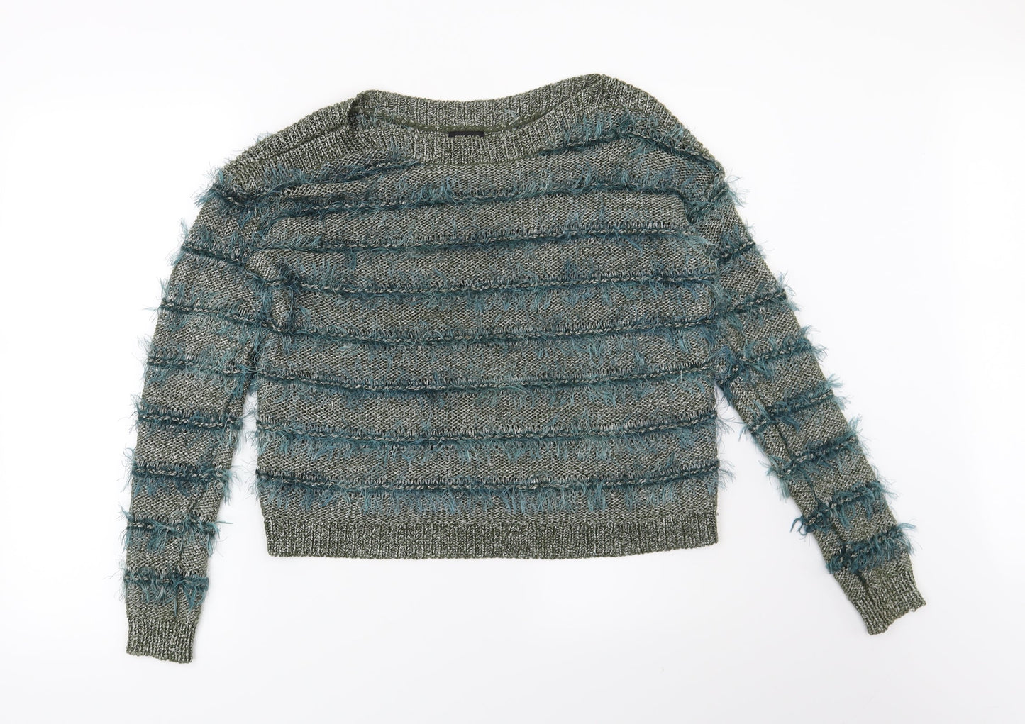 River Island Womens Green Striped  Pullover Jumper Size 8