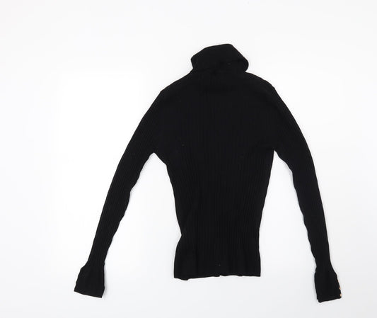 New Look Womens Black Striped  Pullover Jumper Size 12
