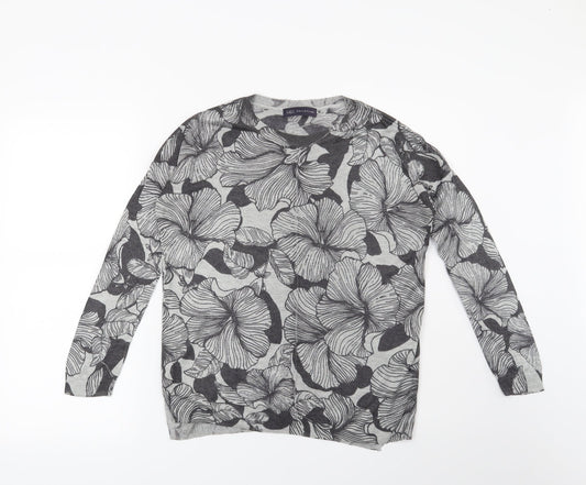 Marks and Spencer Womens Grey Floral  Pullover Jumper Size S