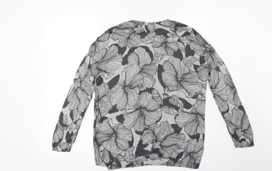 Marks and Spencer Womens Grey Floral  Pullover Jumper Size S