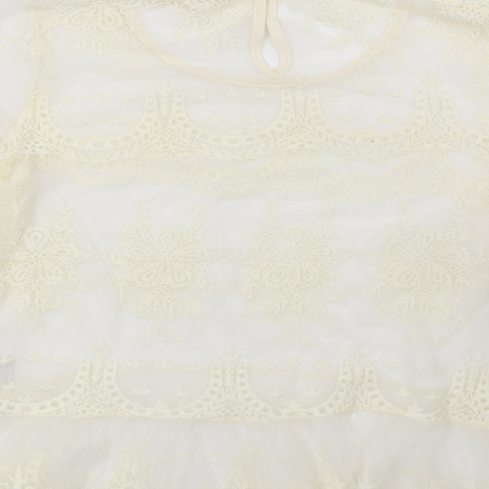 Rebellion Womens Beige Floral  Basic Blouse Size L