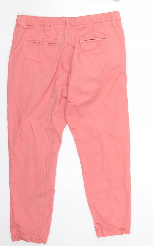 Marks and Spencer Womens Pink  Chambray Trousers  Size 14 L25 in