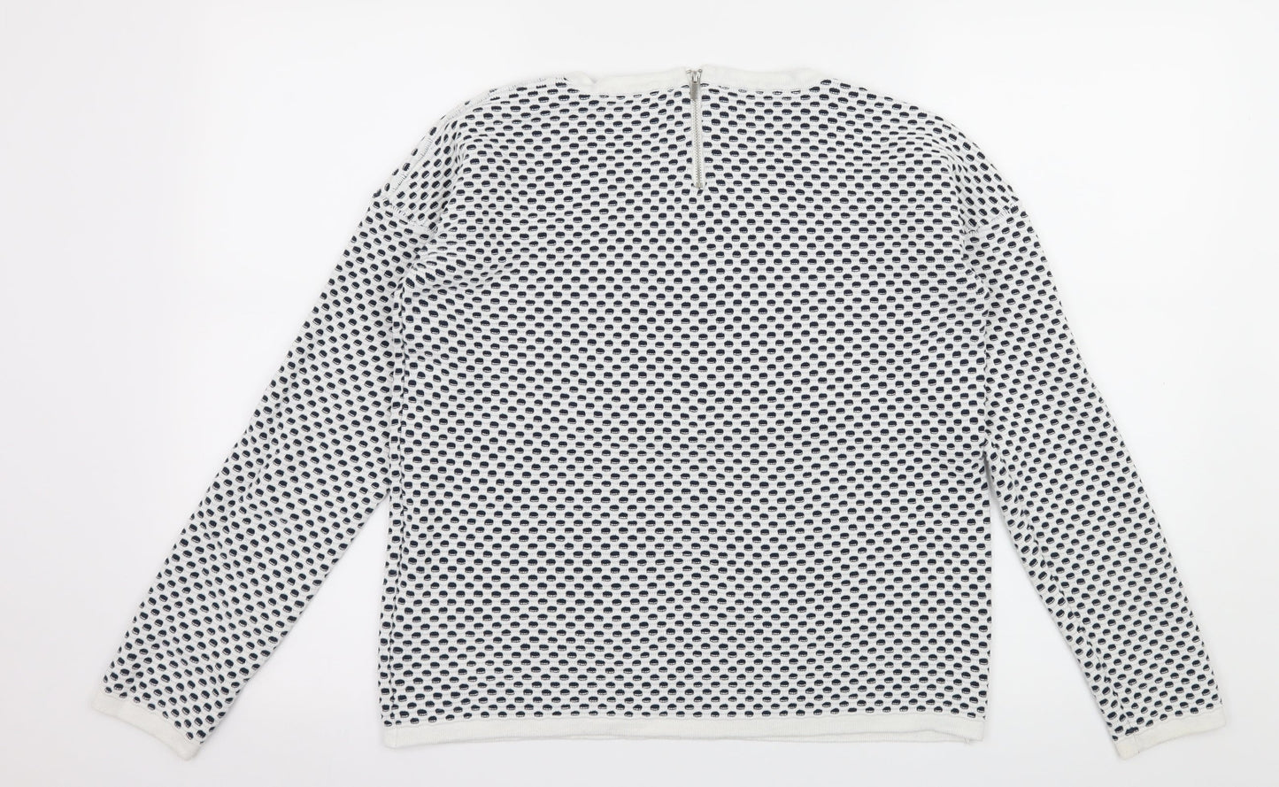 ESMARA Womens White Polka Dot Knit Pullover Jumper Size 10