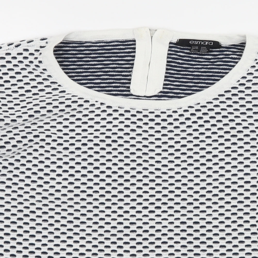 ESMARA Womens White Polka Dot Knit Pullover Jumper Size 10