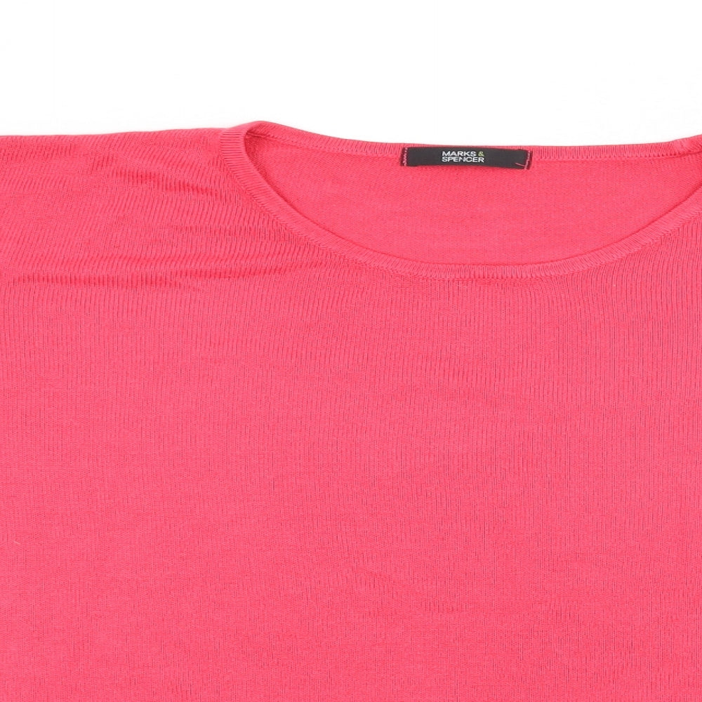 Marks and Spencer Womens Pink  Knit Basic T-Shirt Size 16