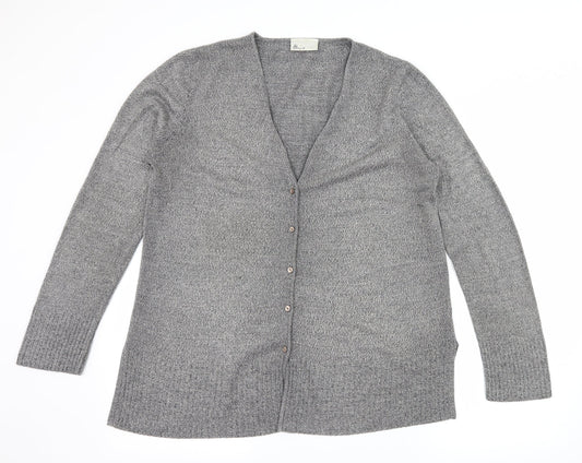 BHS Womens Grey  Knit Cardigan Jumper Size 16